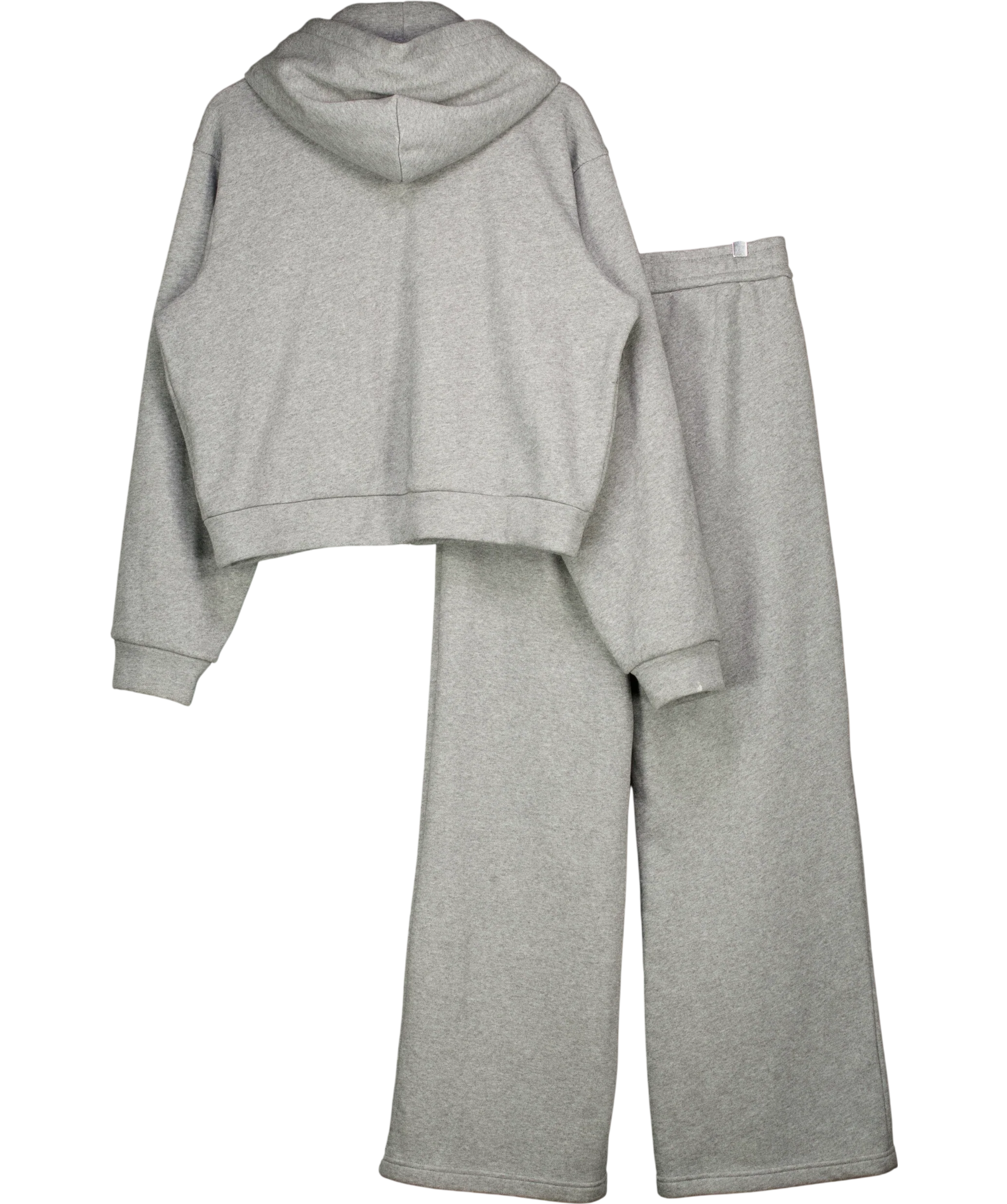 WILLIAM LOOK Grey cropped zip-up hoodie and wide-leg trouser tracksuit set, size UK L — back