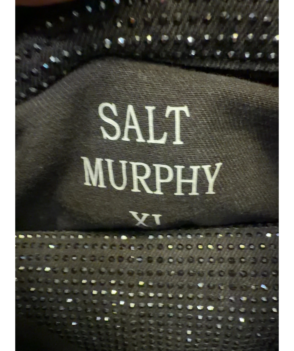 Salt Murphy Black Jeremiah Black Diamanté Denim Jacket, size UK XL — detail