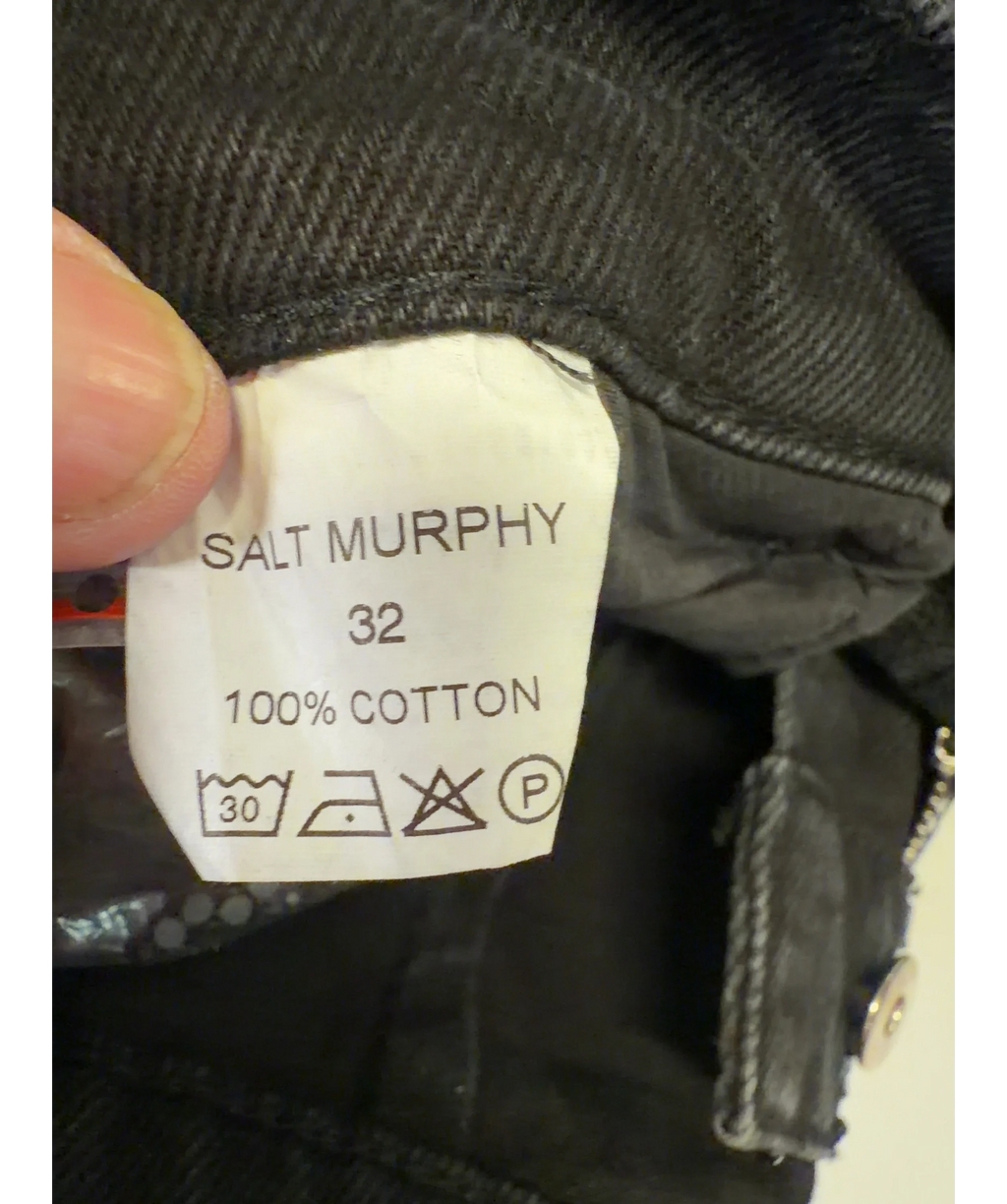 Salt Murphy Black Jeremiah Black Diamanté Denim Jacket, size UK XL — label