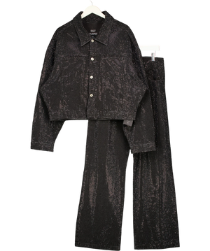 Jeremiah Black Rhinestone Denim Jacket and Leighton Pants Co-ord Set Labelled Size XL/ W32