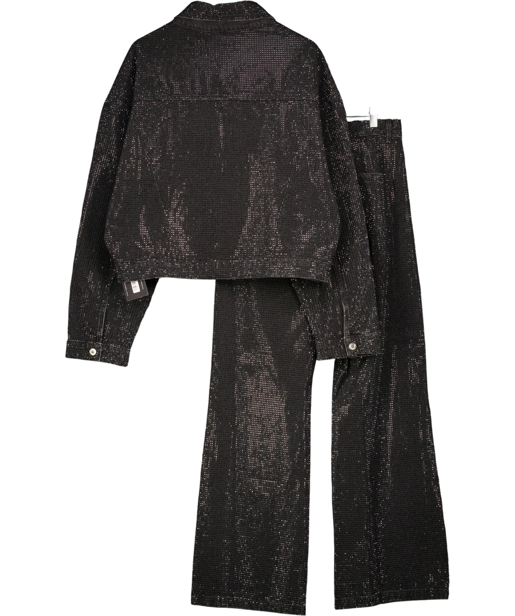 Salt Murphy Black Jeremiah Black Diamanté Denim Jacket, size UK XL — back