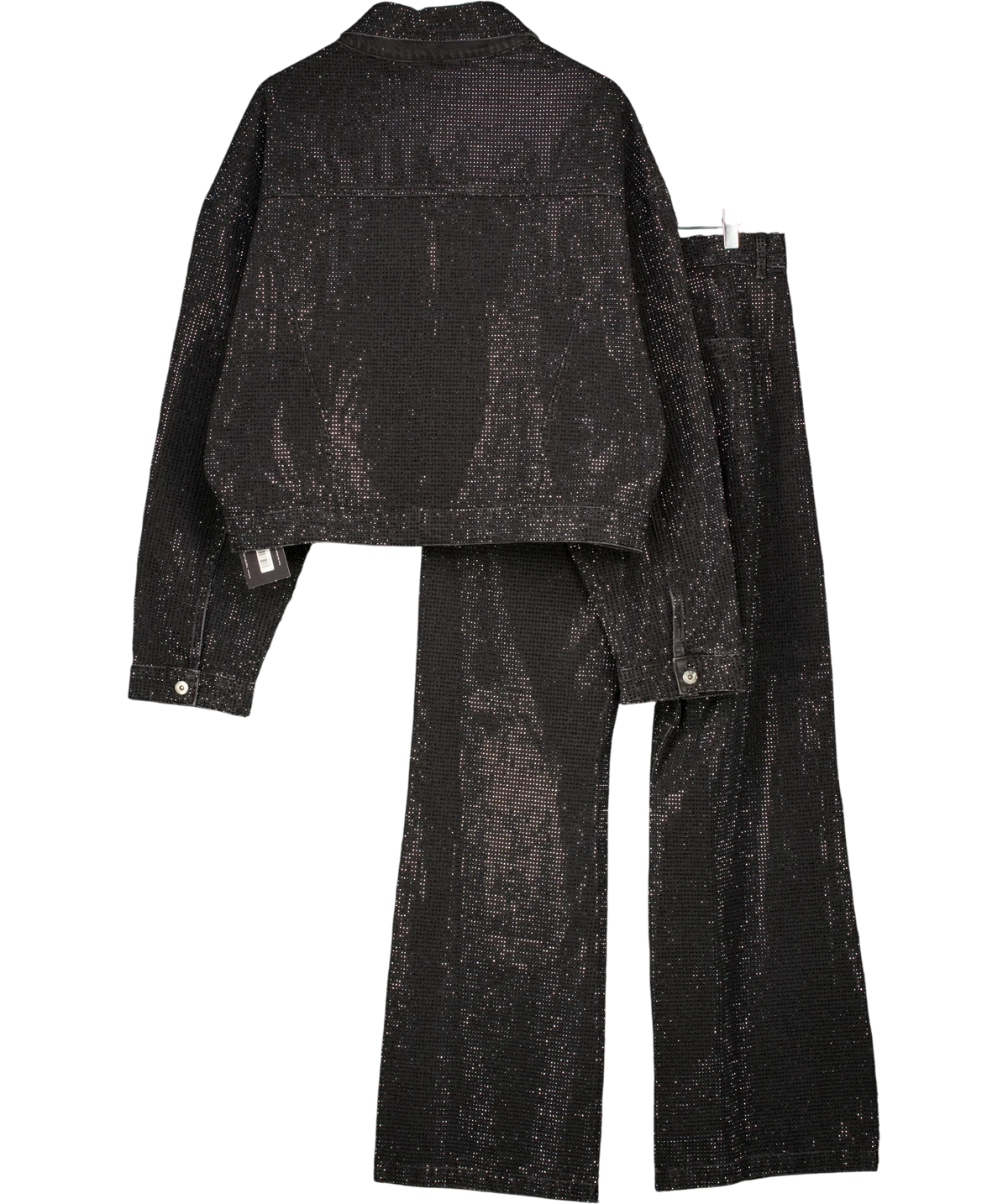 Salt Murphy Black Jeremiah Black Diamanté Denim Jacket, size UK XL — back