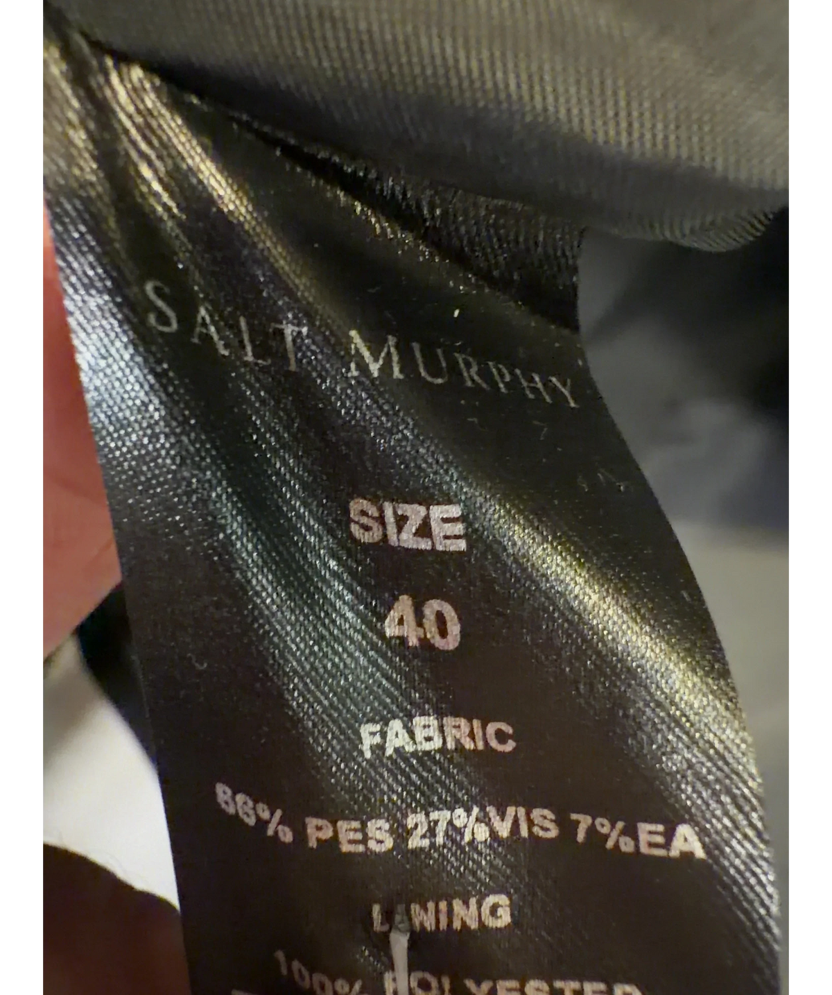 Salt Murphy Black Colour, size UK 40" CHEST — care label