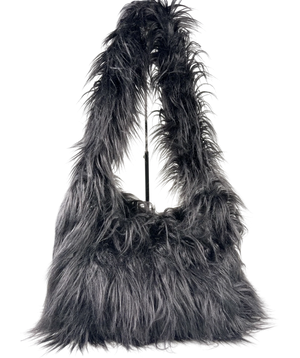 I_tribute Black Shaggy Shoulder Bag