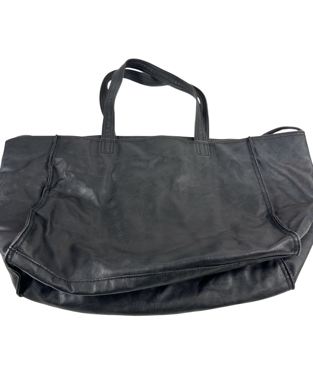 Weekday Black Large Faux Leather Tote Bag — front