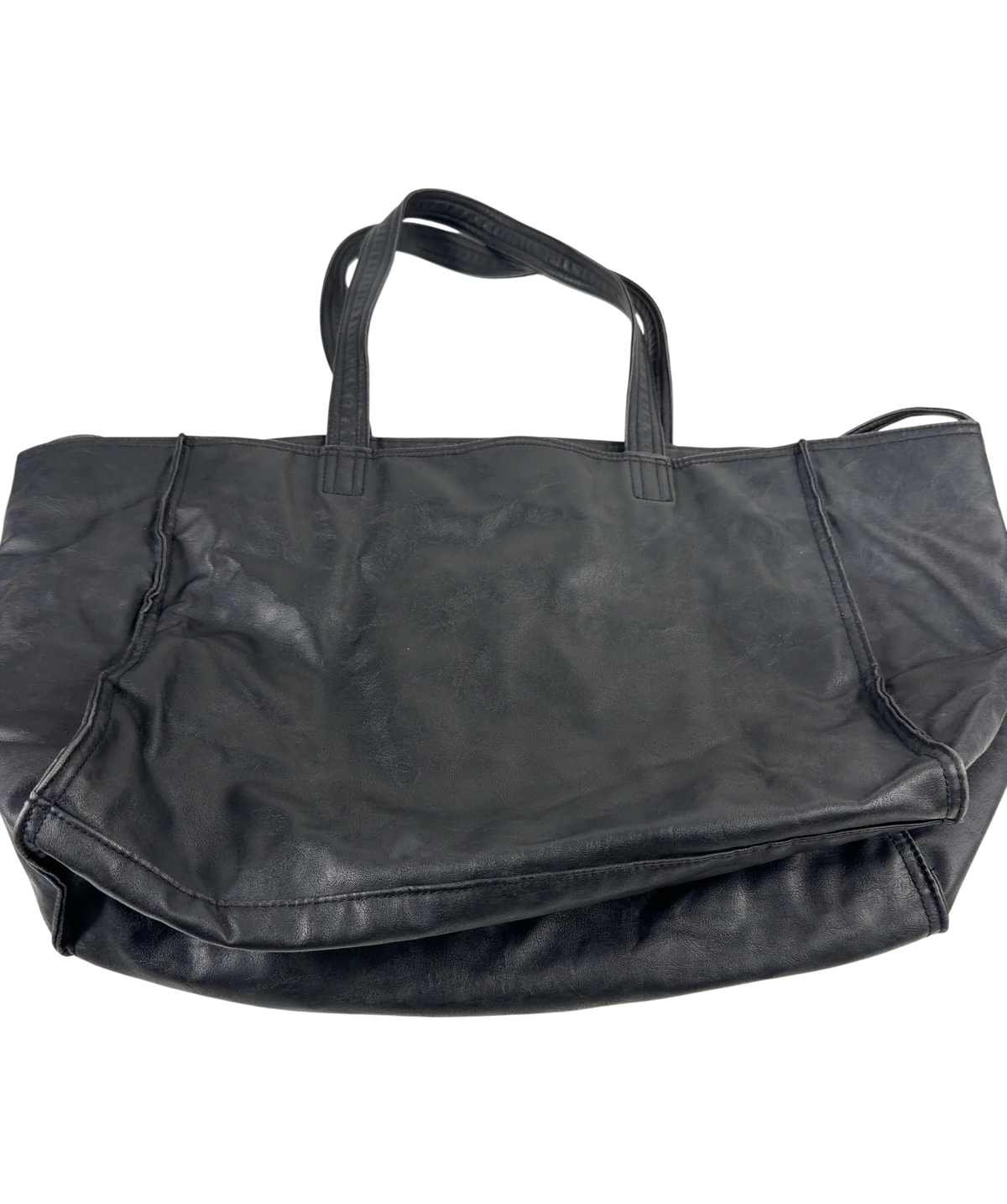 Weekday Black Large Faux Leather Tote Bag — front