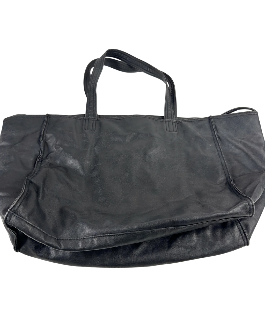 Weekday Black Large Faux Leather Tote Bag — back