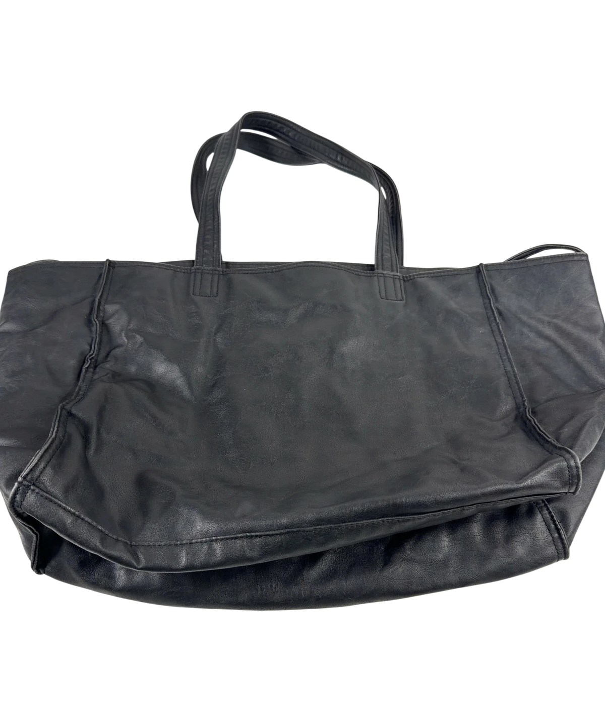 Weekday Black Large Faux Leather Tote Bag — back