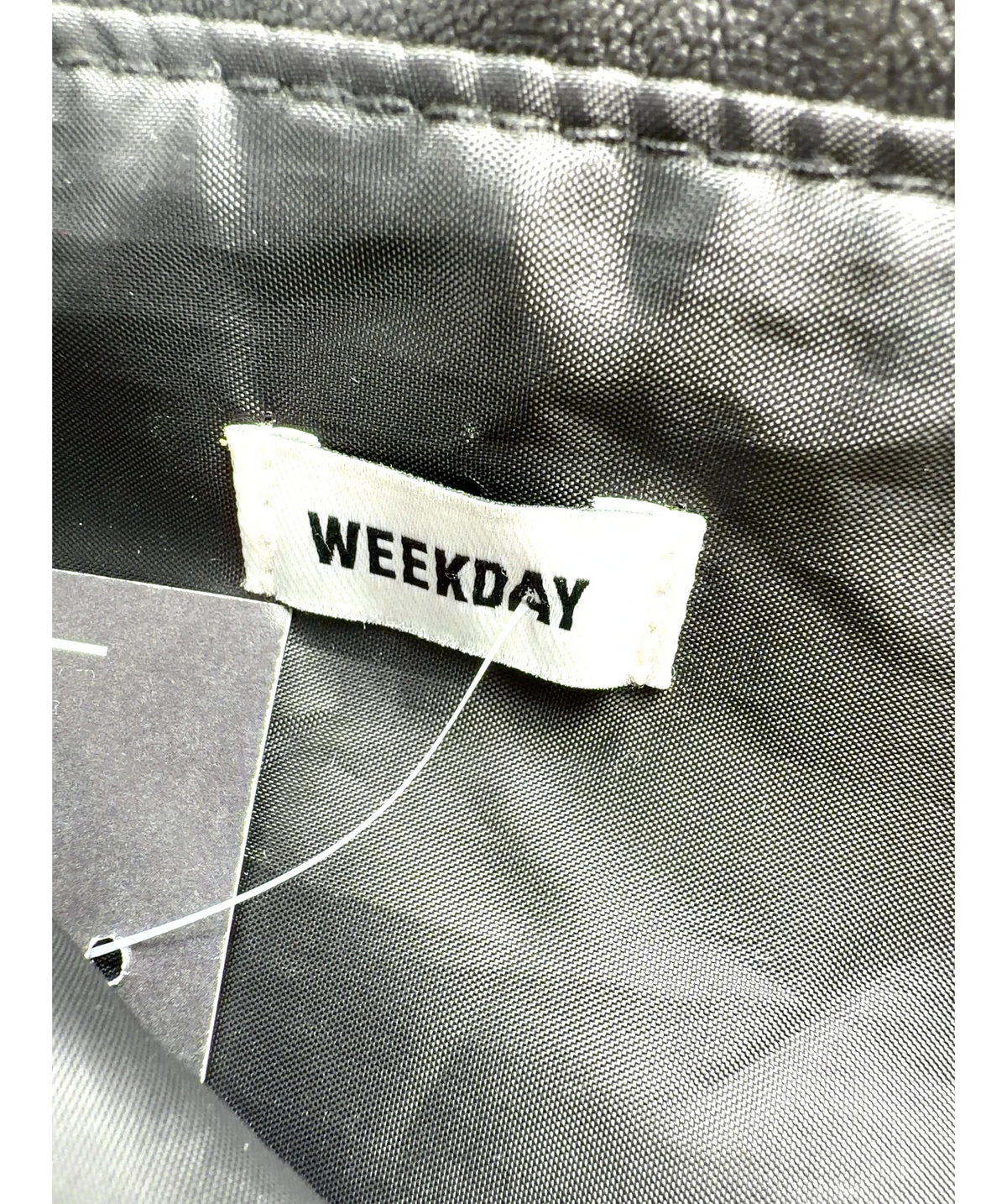Weekday Black Large Faux Leather Tote Bag — fabric detail