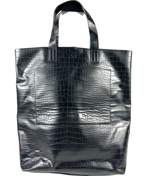 HM Black Crocodile-Embossed Tote Bag