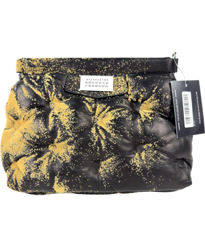 Maison Margiela Black & Yellow Paint Sandstorm Pouch Clutch Bag with Strap