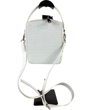 Arcana White Crocodile Crossbody Box Bag