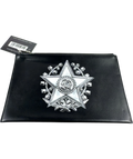 Christian Dior Black Star and Rose Leather Pouch / Clutch — front