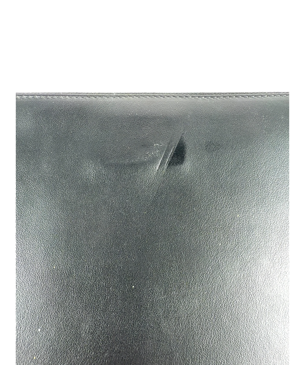 Christian Dior Black Star and Rose Leather Pouch / Clutch — care label