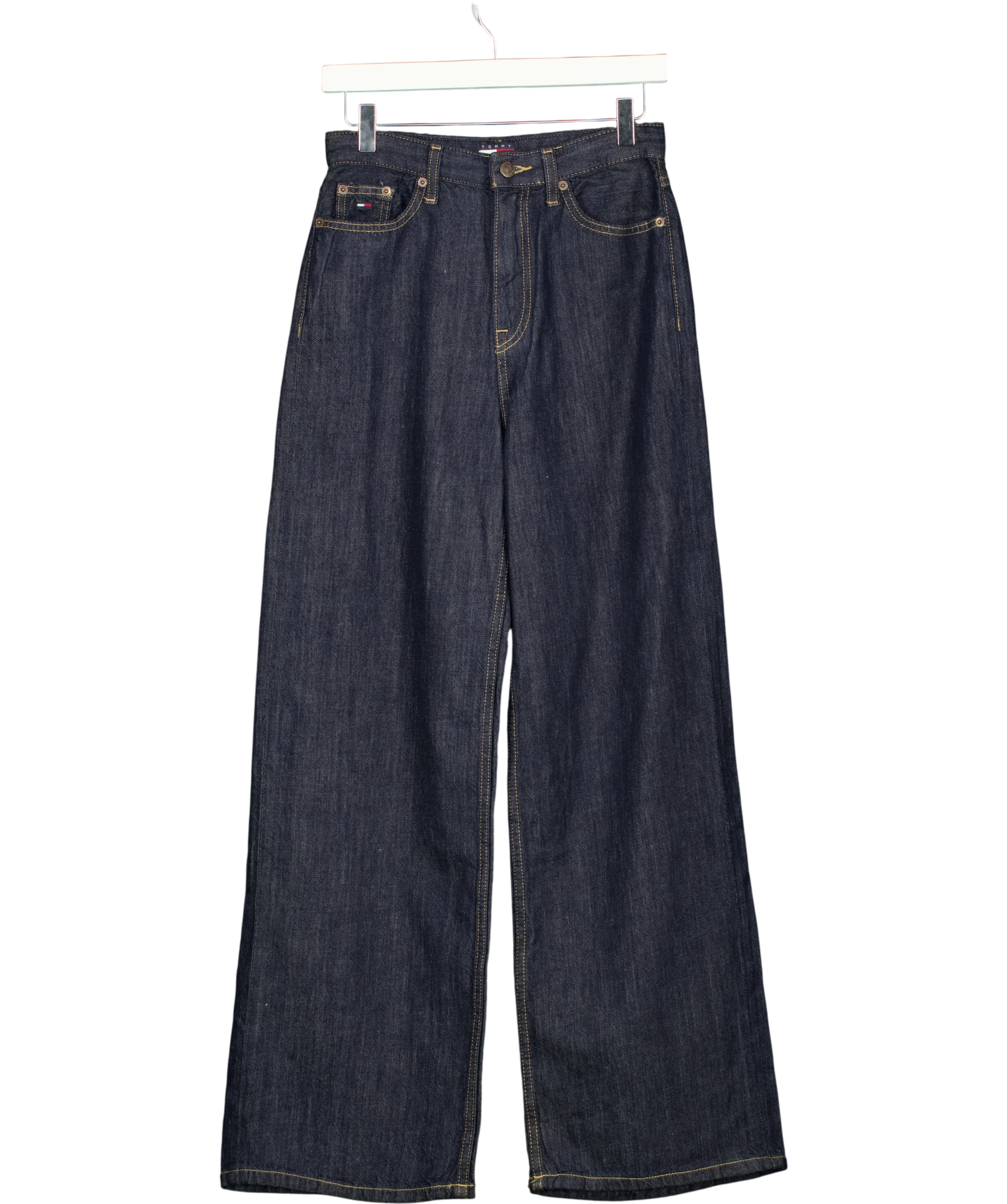 TOMMY HILFIGER Blue Claire High Rise Wide Leg Jeans Raw Denim L30, size W25 — front