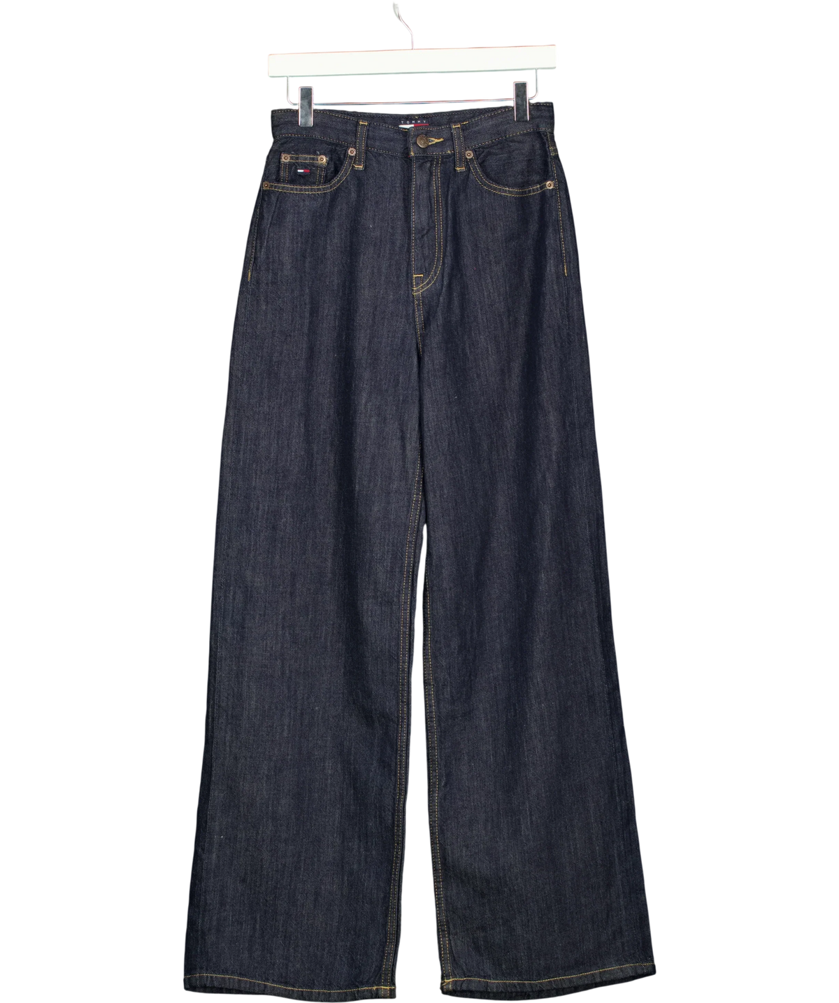 TOMMY HILFIGER Blue Claire High Rise Wide Leg Jeans Raw Denim L30, size W25 — front