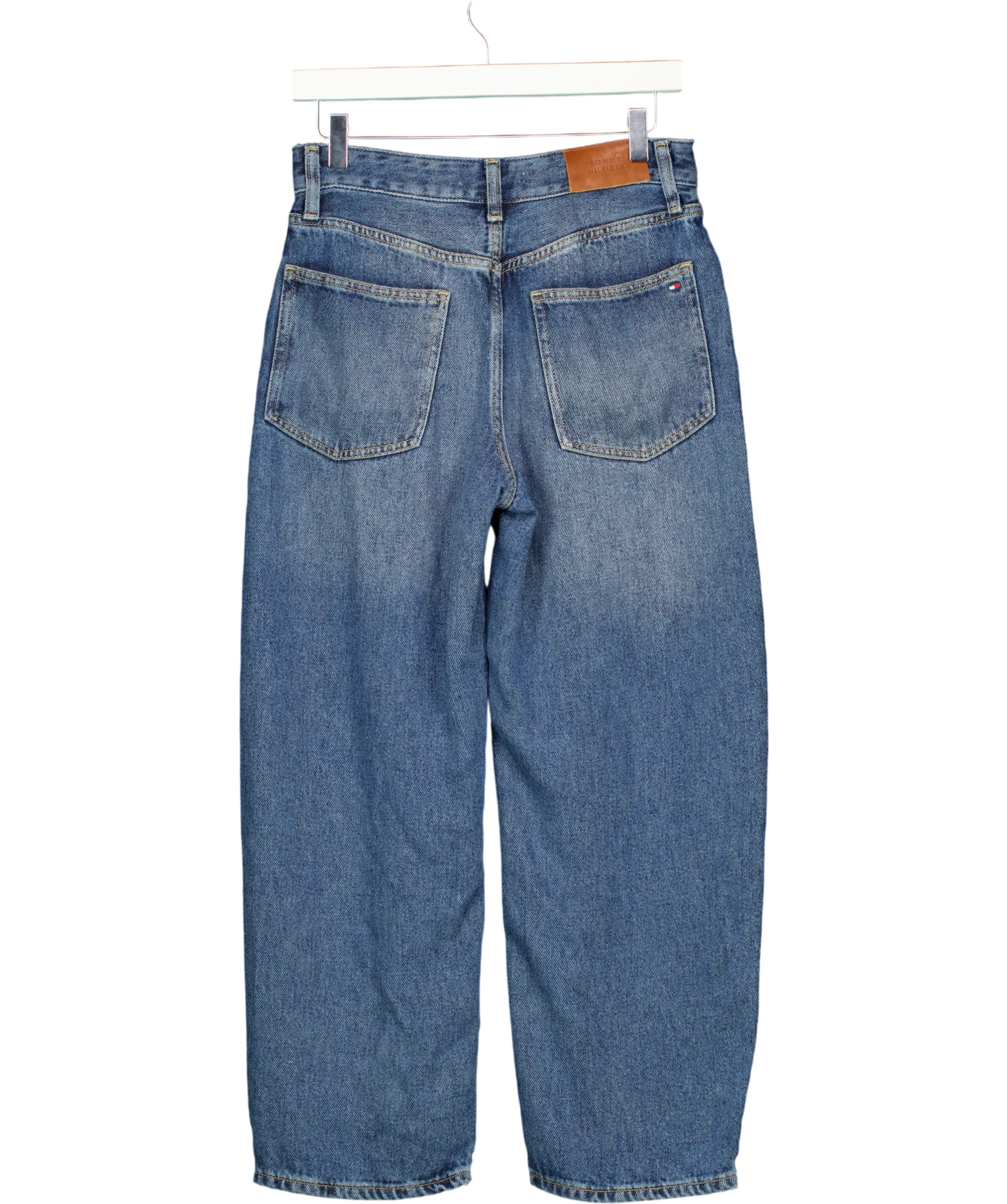 TOMMY HILFIGER Blue High Rise Barrel Leg Jeans Mid Wash Blue L28, size W28 — back