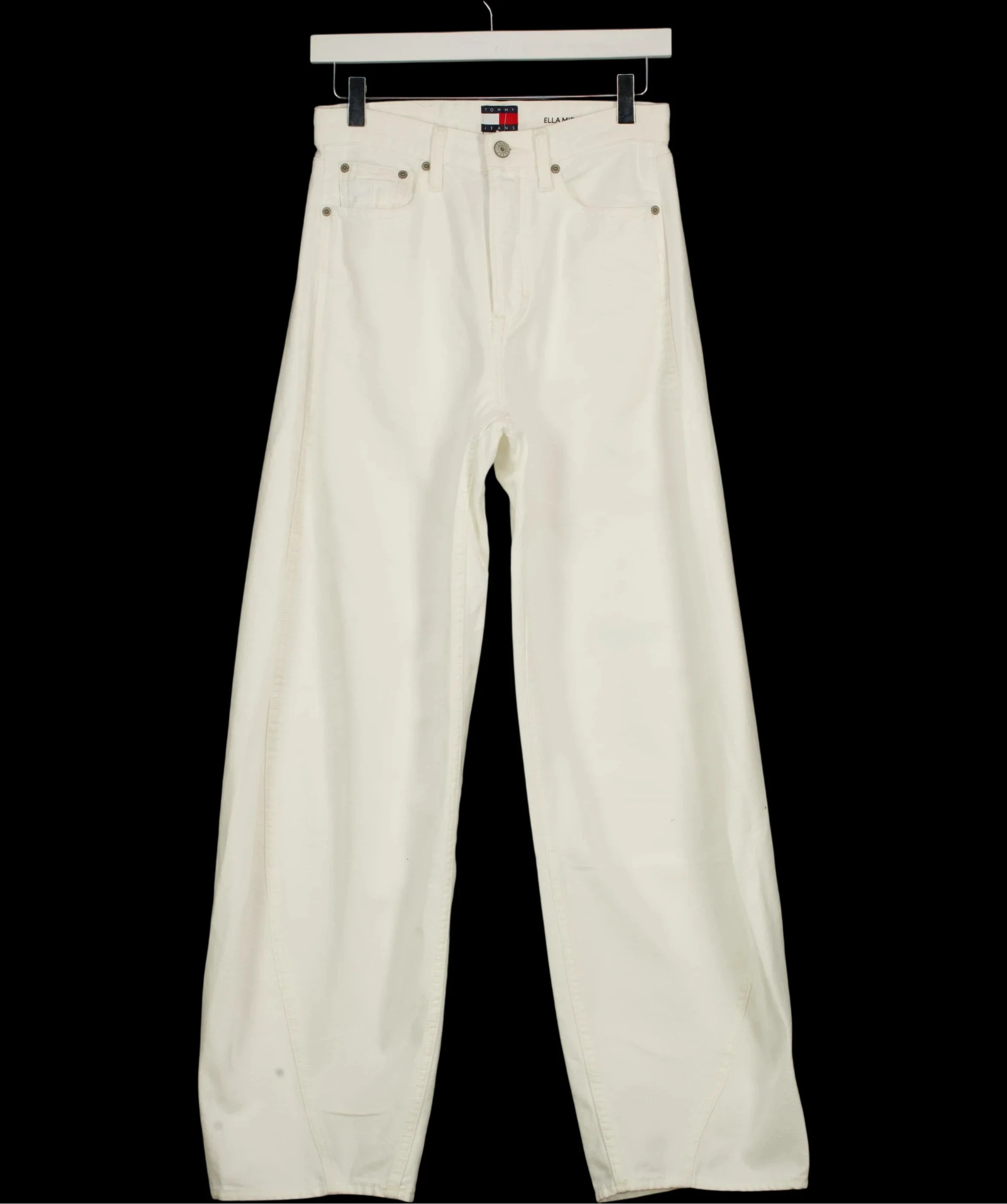 TOMMY HILFIGER White Ella Mid Rise Barrel Leg Jeans White L32, size W26 — detail