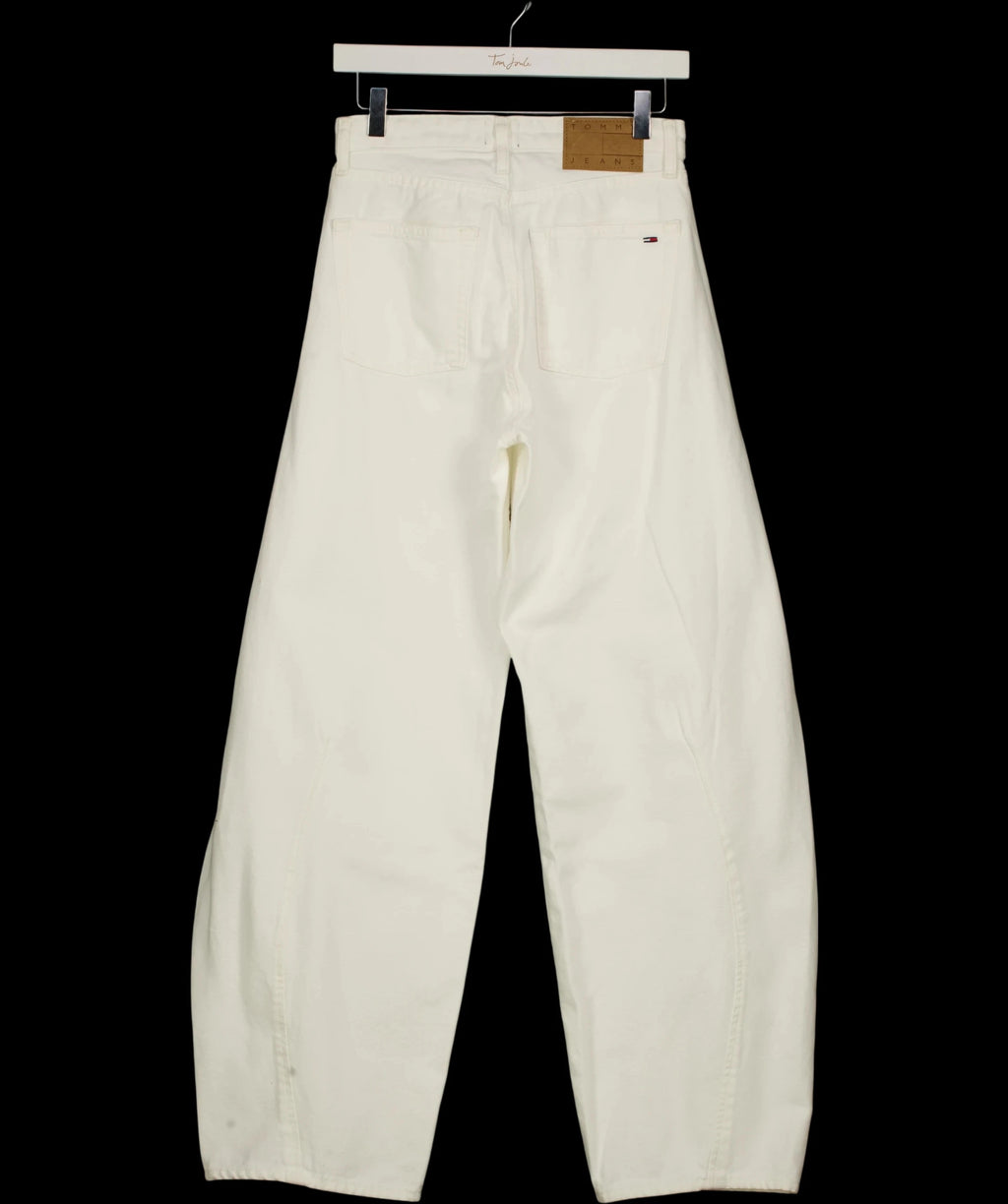 TOMMY HILFIGER White Ella Mid Rise Barrel Leg Jeans White L32, size W26 — label
