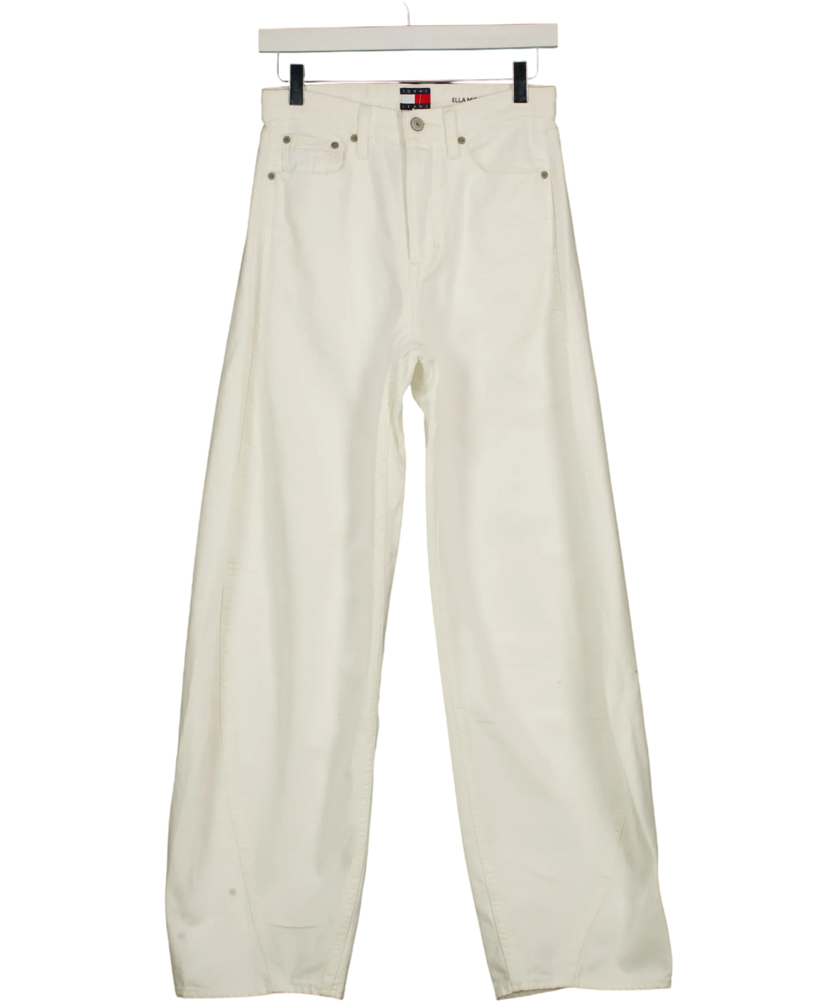 TOMMY HILFIGER White Ella Mid Rise Barrel Leg Jeans White L32, size W26 — front
