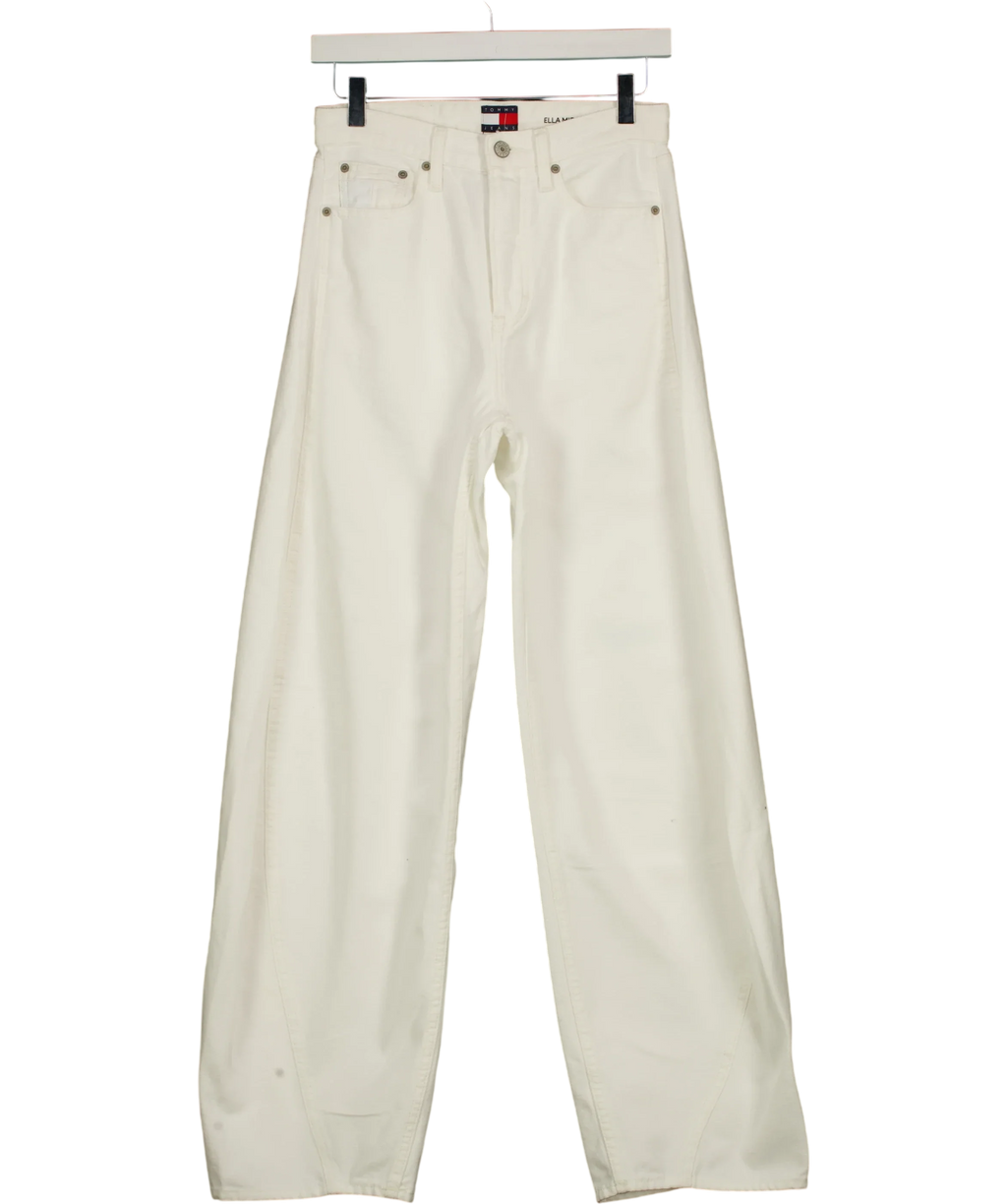 TOMMY HILFIGER White Ella Mid Rise Barrel Leg Jeans White L32, size W26 — front