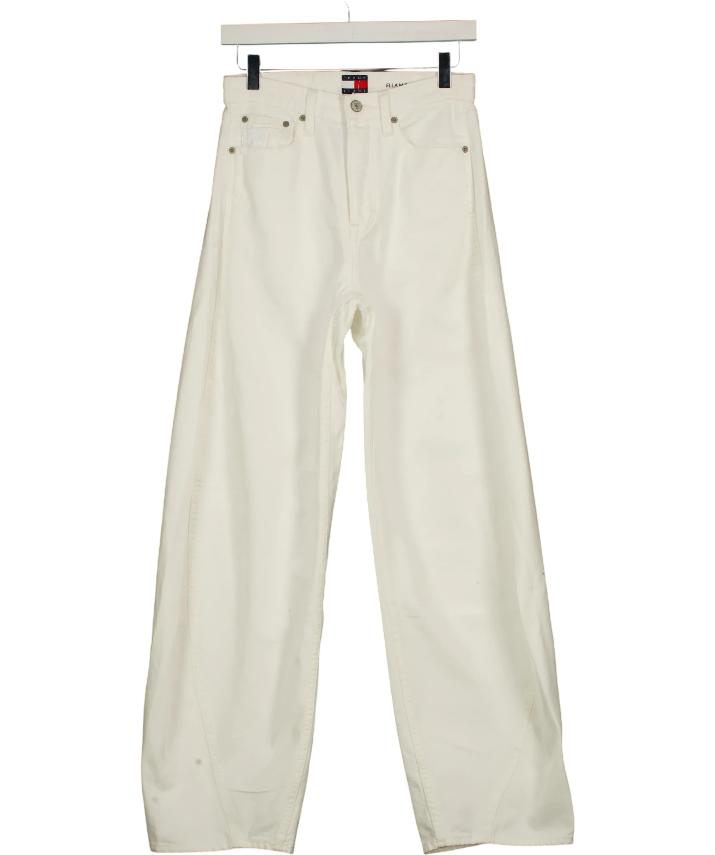 TOMMY HILFIGER White Ella Mid Rise Barrel Leg Jeans White L32, size W26 — front
