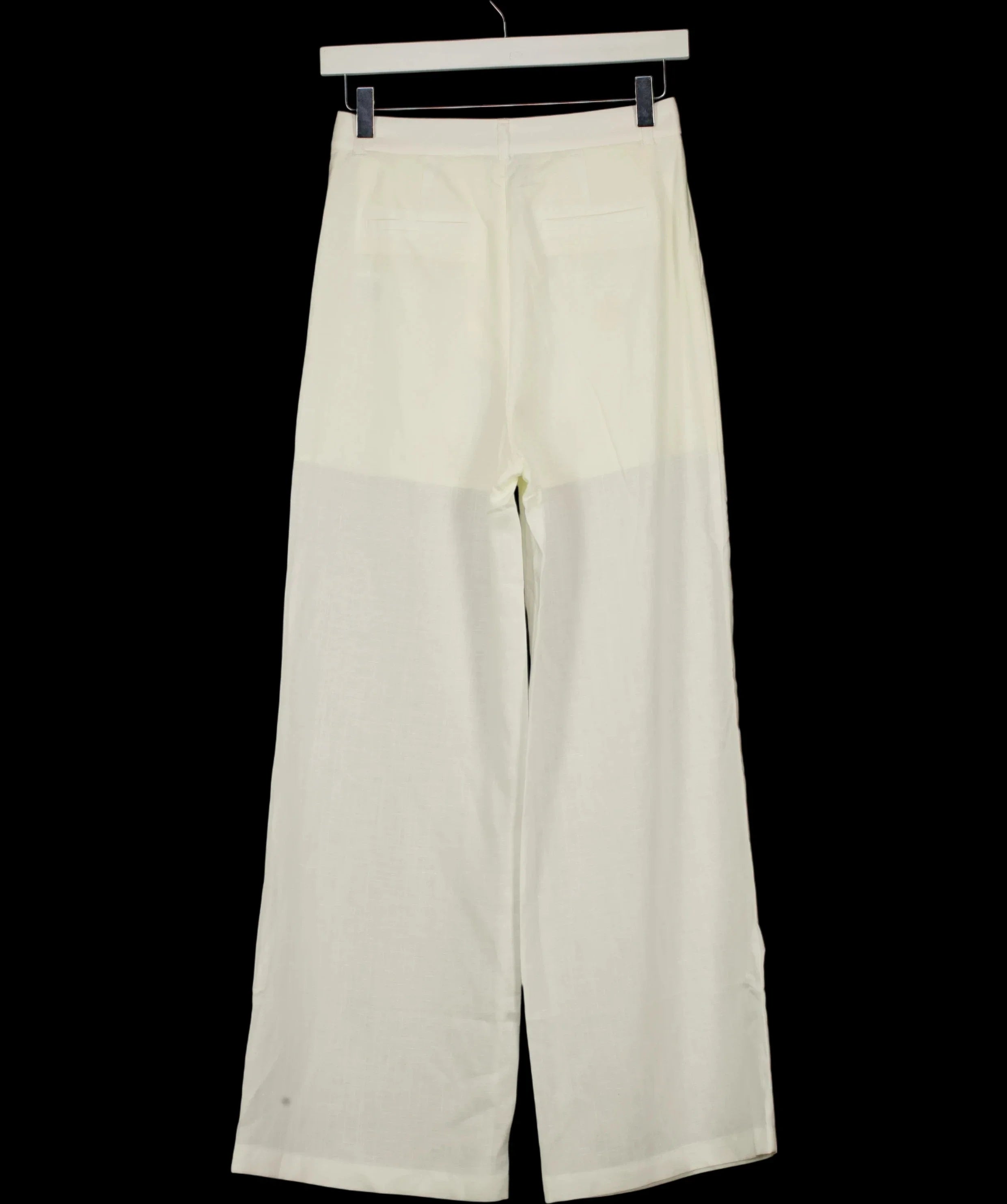 LILY White Lyocell-Linen Straight Wide-Leg TROUSERS  White, size UK S — label