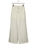LILY White Lyocell-Linen Straight Wide-Leg TROUSERS  White, size UK S — front