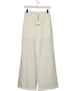 LILY Lyocell-linen Straight Wide-leg Trousers  White UK S