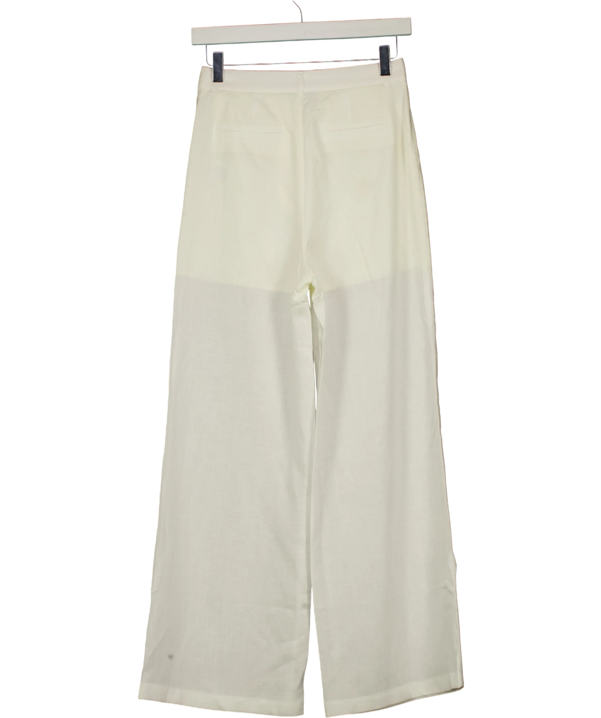 LILY White Lyocell-Linen Straight Wide-Leg TROUSERS  White, size UK S — back