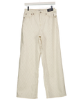 ABERCROMBIE & FITCH Cream Linen-Blend Curve Love High Rise Wide Leg Striped Jean Cream, size W25 — front