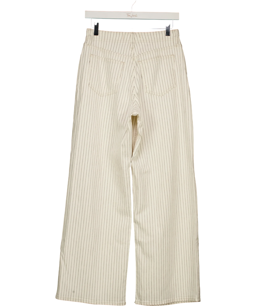 ABERCROMBIE & FITCH Cream Linen-Blend Curve Love High Rise Wide Leg Striped Jean Cream, size W25 — back