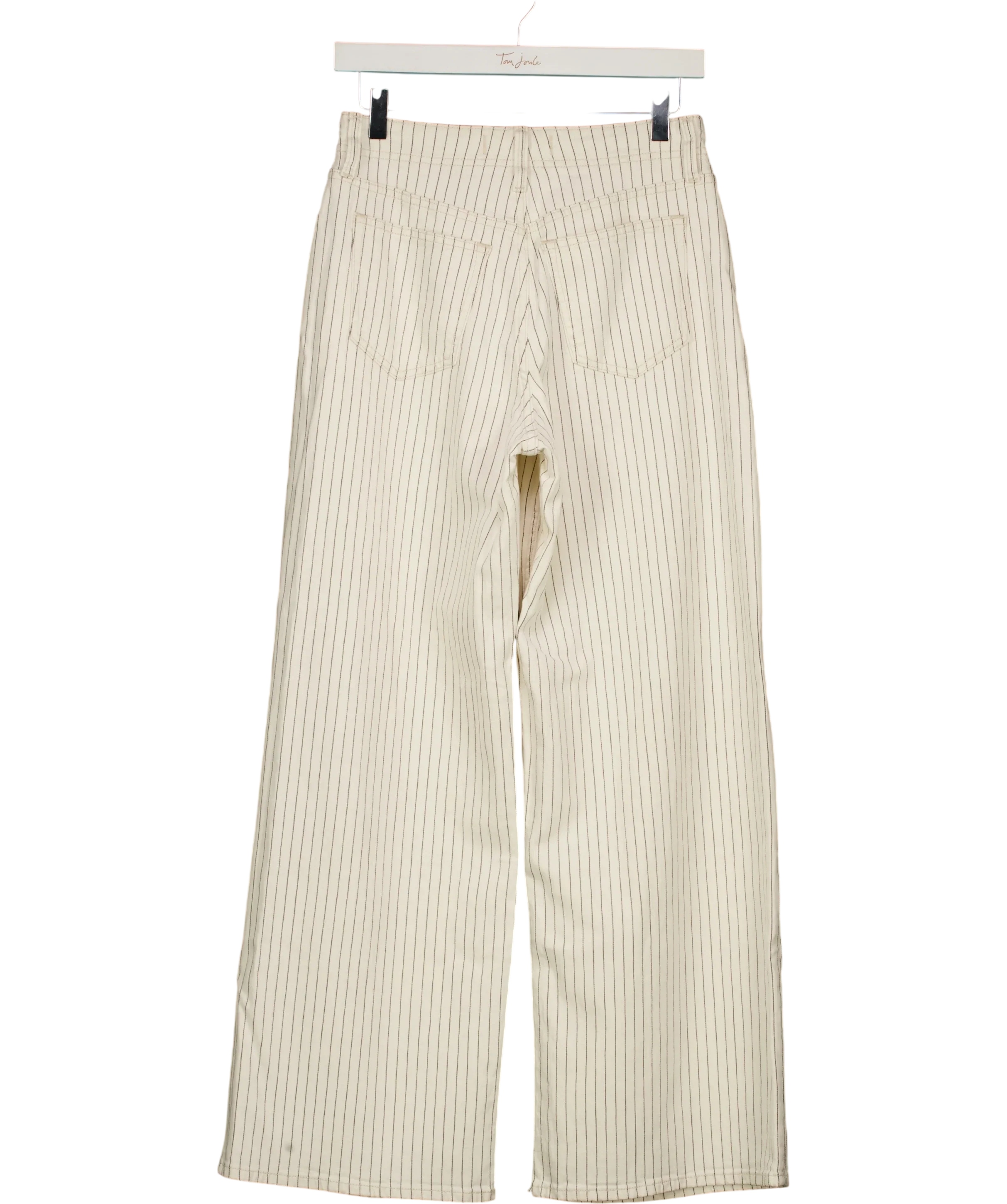 ABERCROMBIE & FITCH Cream Linen-Blend Curve Love High Rise Wide Leg Striped Jean Cream, size W25 — back