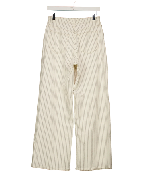 ABERCROMBIE & FITCH Cream Linen-Blend Curve Love High Rise Wide Leg Striped Jean Cream, size W25 — back