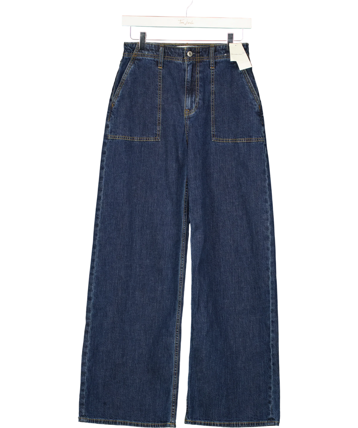 ABERCROMBIE & FITCH Blue Linen-Blend High Rise Wide Leg Jean Dark Wash, size W26 — front
