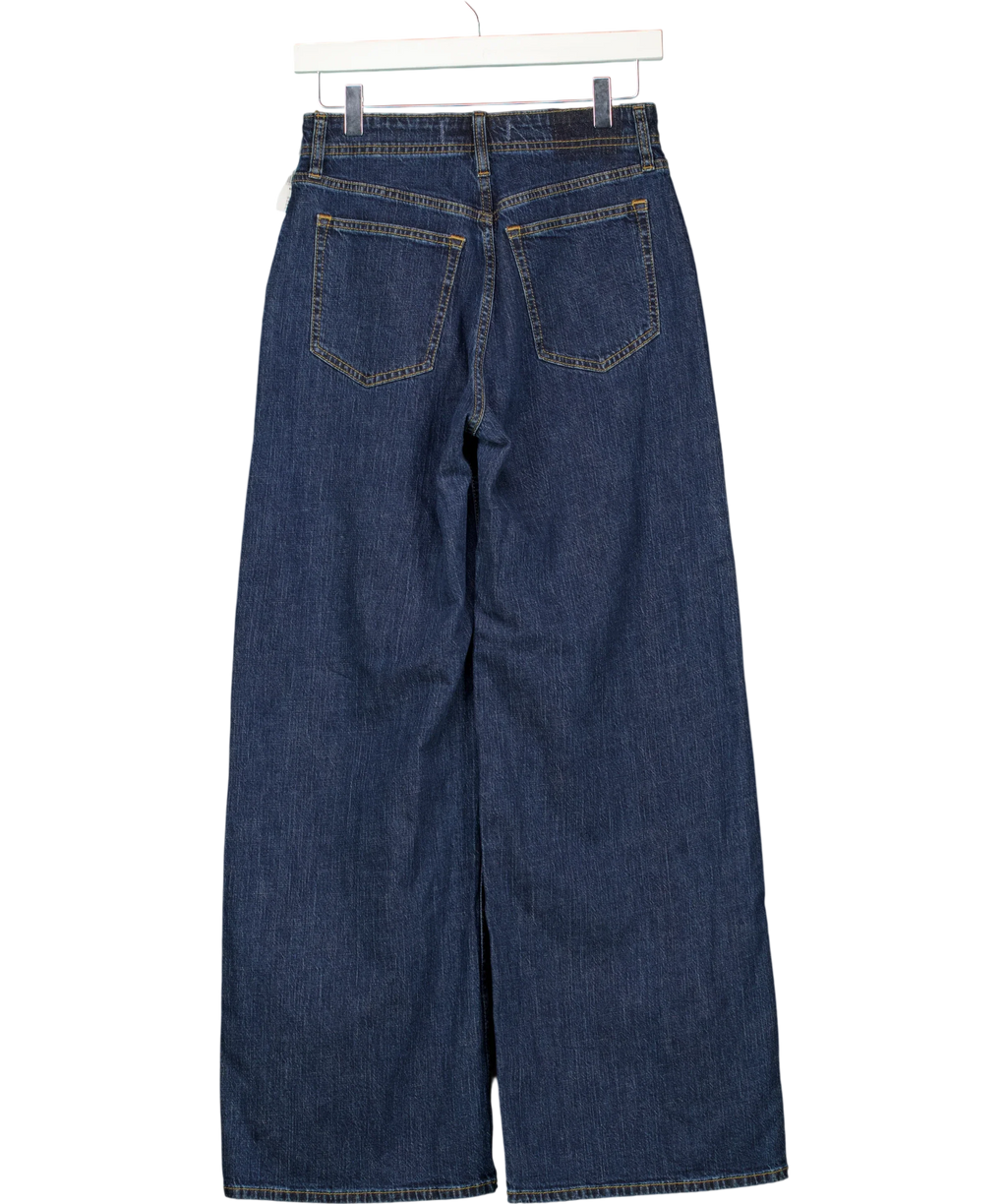 ABERCROMBIE & FITCH Blue Linen-Blend High Rise Wide Leg Jean Dark Wash, size W26 — back