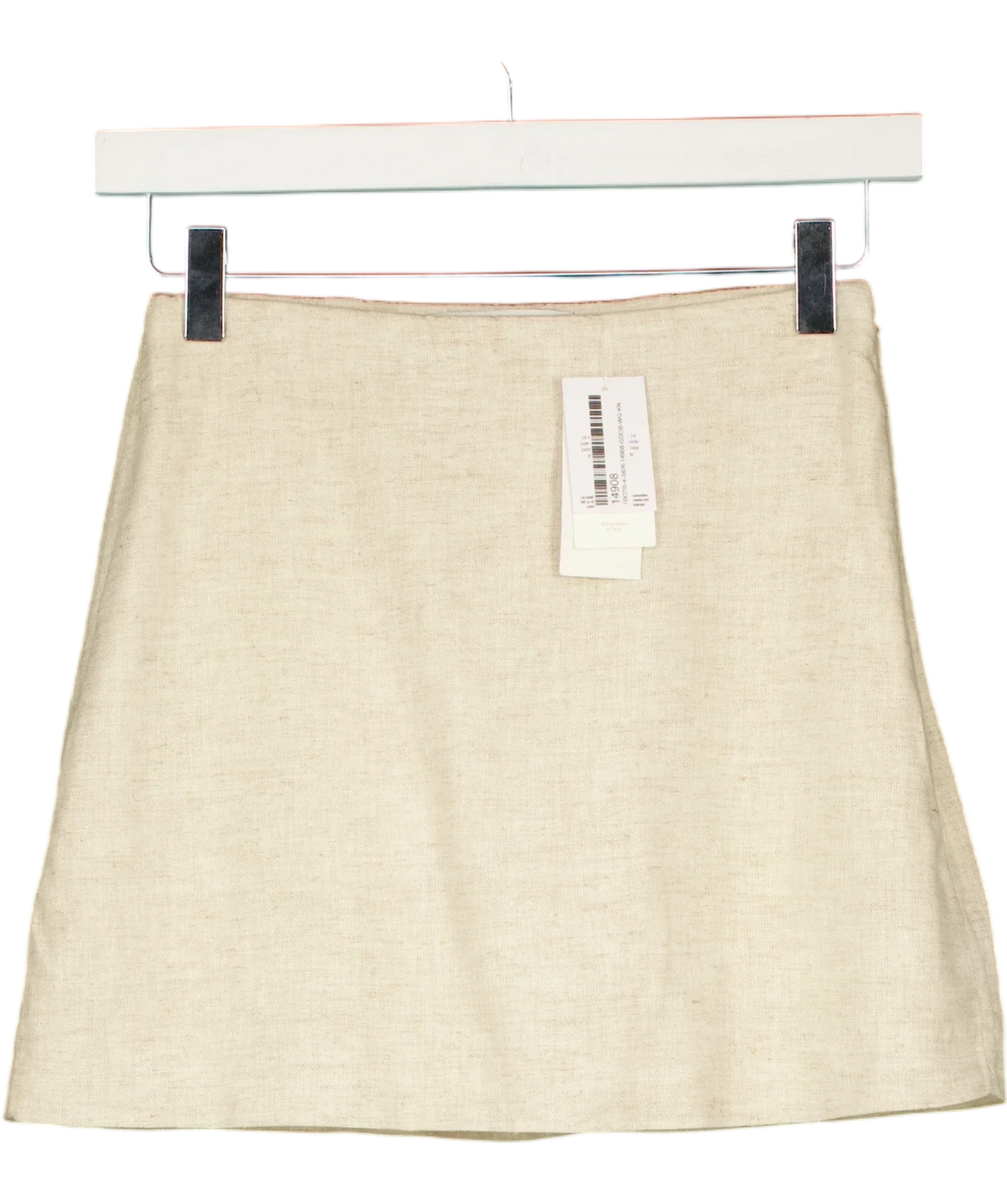 ABERCROMBIE & FITCH Cream The A&F Scarlett Linen-Blend Mini Skort Oatmeal BEIGE, size UK XXS — front