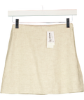 ABERCROMBIE & FITCH Cream The A&F Scarlett Linen-Blend Mini Skort Oatmeal BEIGE, size UK XXS — front