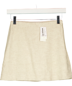 ABERCROMBIE & FITCH Cream The A&F Scarlett Linen-Blend Mini Skort Oatmeal BEIGE, size UK XXS — front