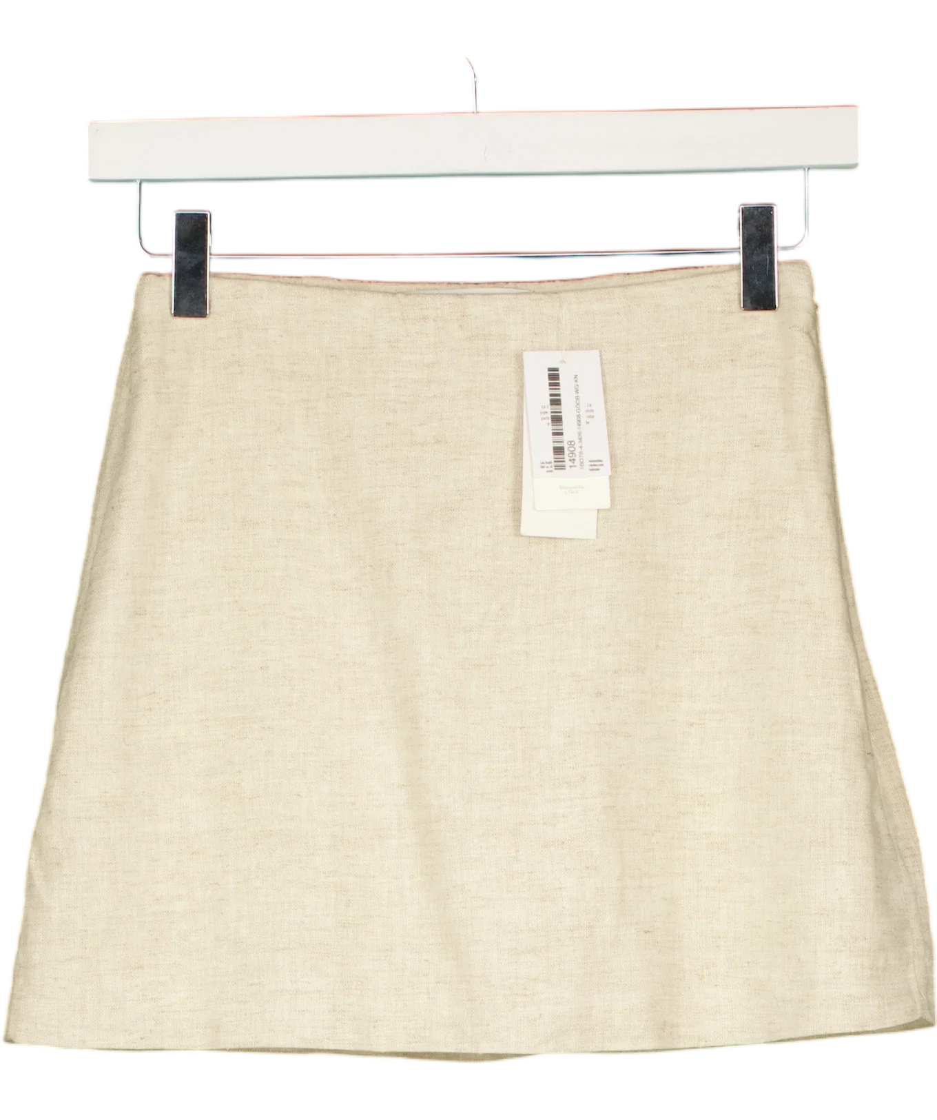 ABERCROMBIE & FITCH Cream The A&F Scarlett Linen-Blend Mini Skort Oatmeal BEIGE, size UK XXS — front