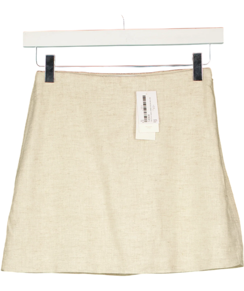 ABERCROMBIE & FITCH Cream The A&F Scarlett Linen-Blend Mini Skort Oatmeal BEIGE, size UK XXS — front