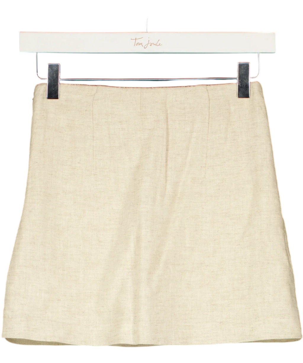 ABERCROMBIE & FITCH Cream The A&F Scarlett Linen-Blend Mini Skort Oatmeal BEIGE, size UK XXS — back