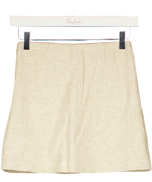 ABERCROMBIE & FITCH Cream The A&F Scarlett Linen-Blend Mini Skort Oatmeal BEIGE, size UK XXS — back
