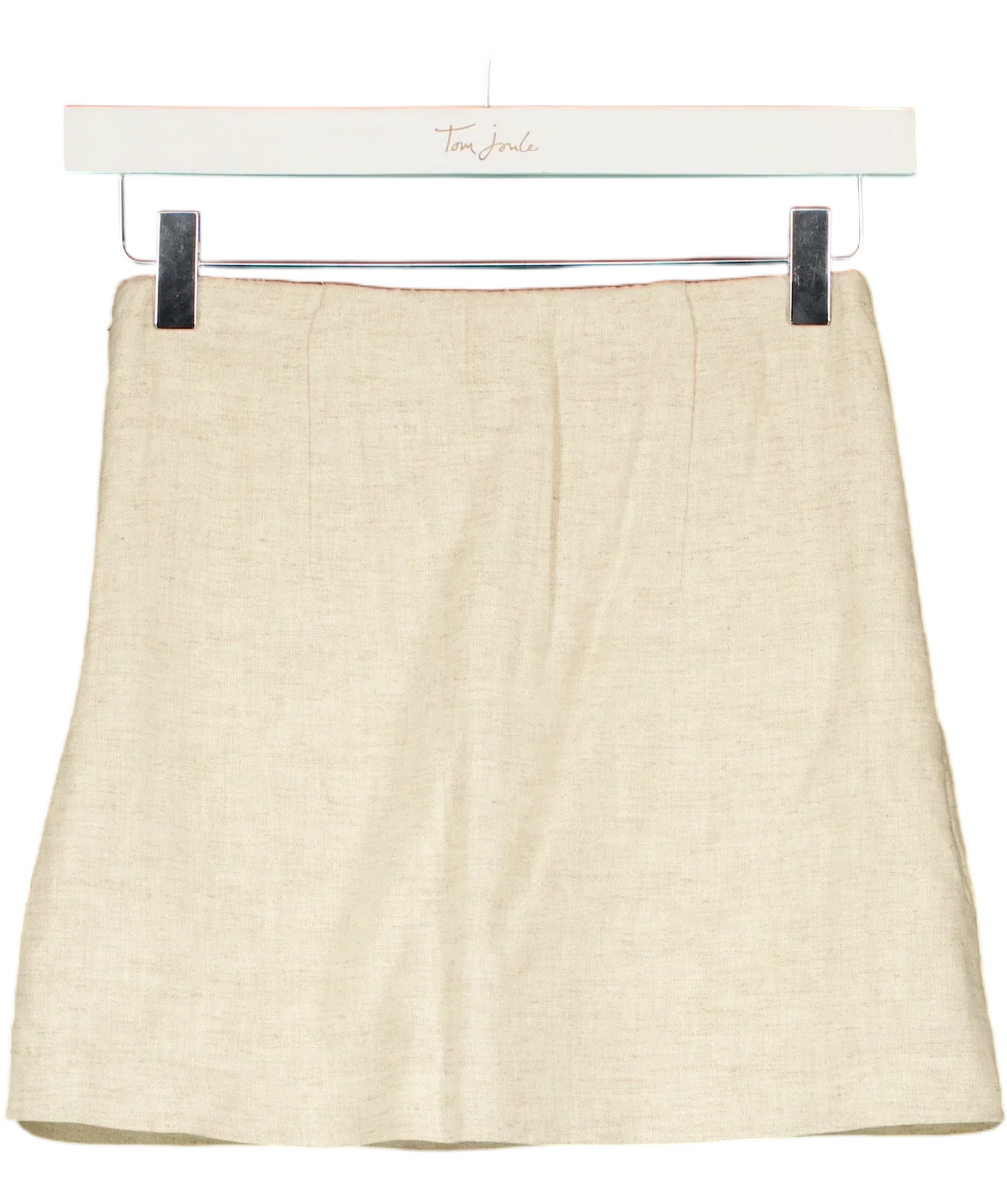 ABERCROMBIE & FITCH Cream The A&F Scarlett Linen-Blend Mini Skort Oatmeal BEIGE, size UK XXS — back