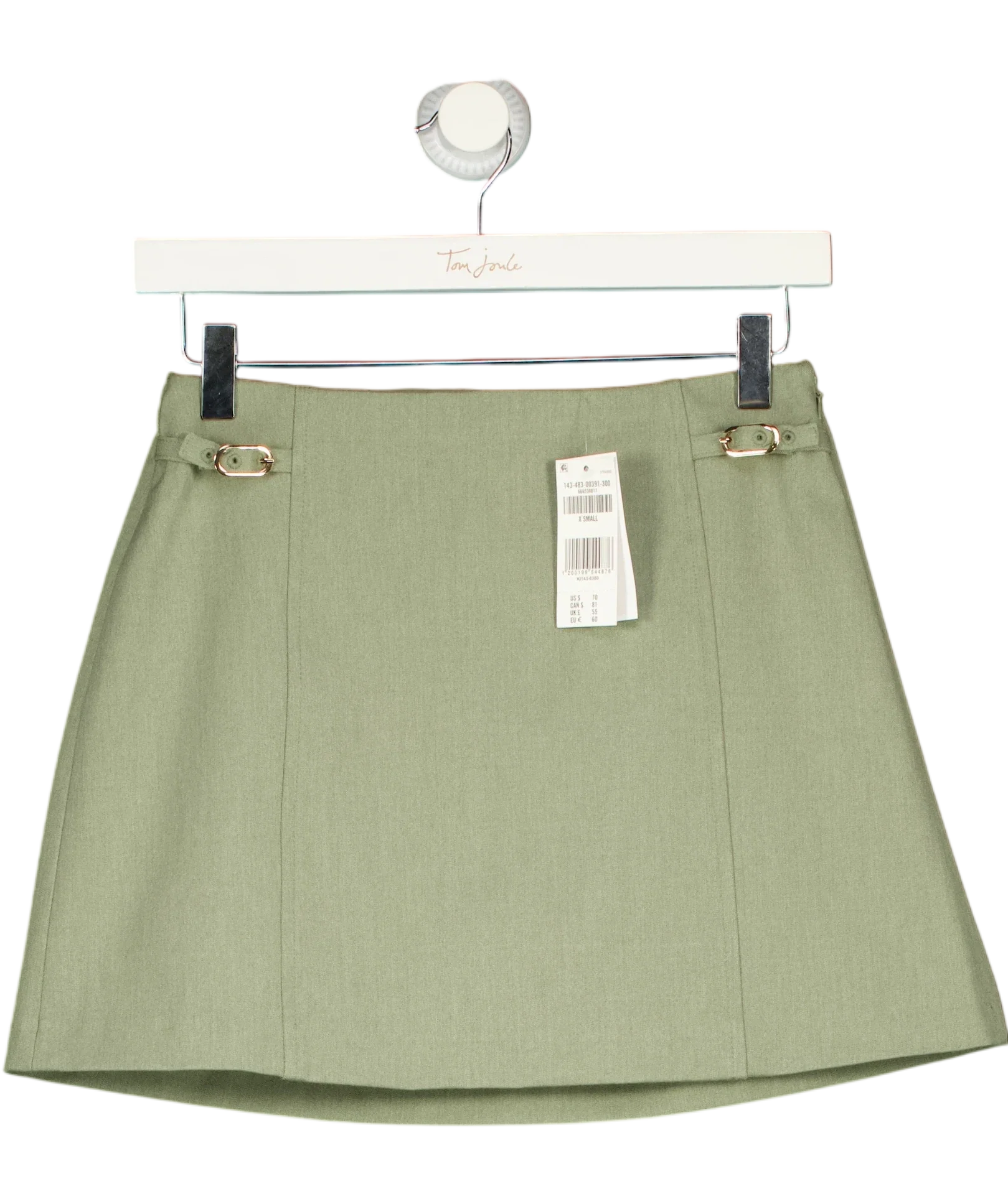 ABERCROMBIE & FITCH Green The A&F Scarlett Forme Belted Mini Skort Frosty Olive  GREEN, size UK XS — front