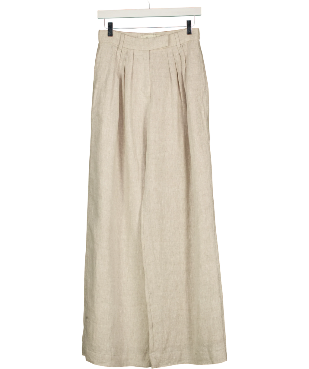 ABERCROMBIE & FITCH Beige The A&F Linen Collection Wide Leg Tailored Pants Beige - LONG, size W25 — front