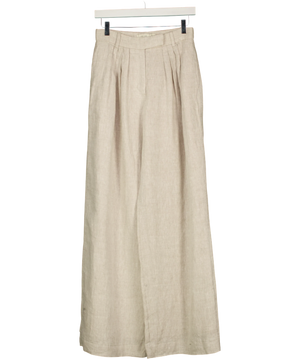 ABERCROMBIE & FITCH The A&f Linen Collection Wide Leg Tailored Pants Beige - Long W25