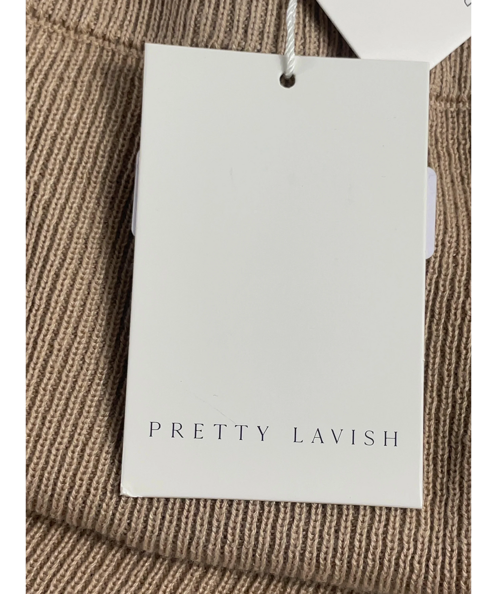 PRETTY LAVISH Brown Reese Midaxi Knit Skirt Beige, size UK XS — detail