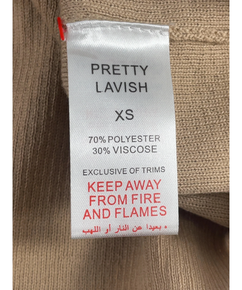 PRETTY LAVISH Brown Reese Midaxi Knit Skirt Beige, size UK XS — label