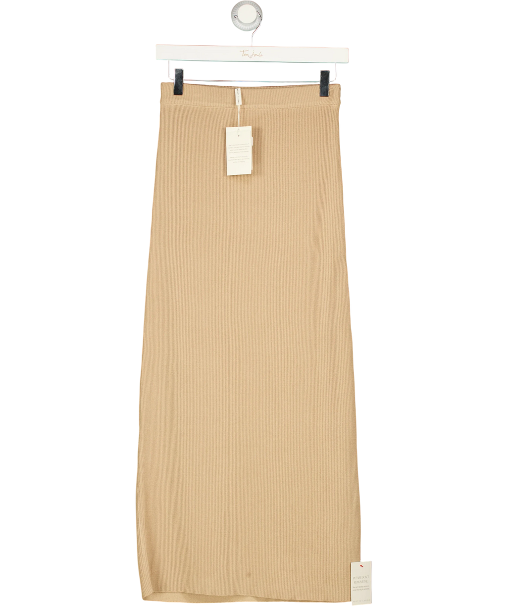 PRETTY LAVISH Brown Reese Midaxi Knit Skirt Beige, size UK XS — front